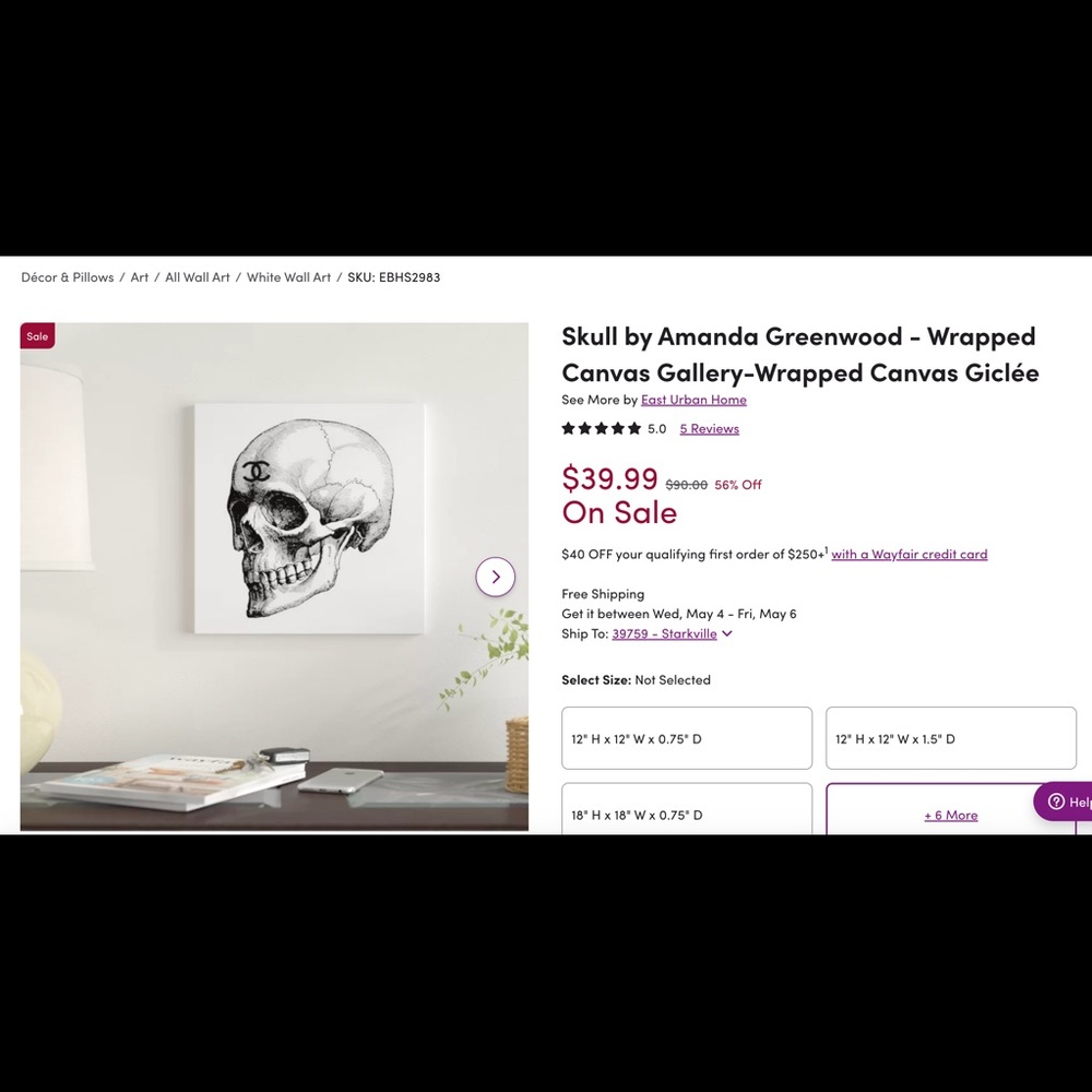 Wayfair skull painting